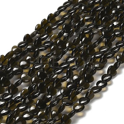 Natural Golden Sheen Obsidian Beads Strands G-P575-C04-6mm-1