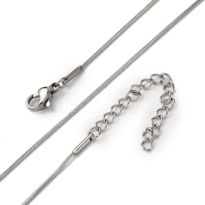 1MM 304 Stainless Steel Round Snake Chain Necklaces NJEW-T016-27P-1