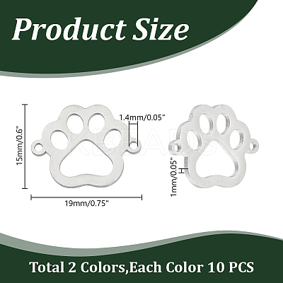 20Pcs 2 Colors 304 Stainless Steel Hollow Connector Charms STAS-HY0001-58-1