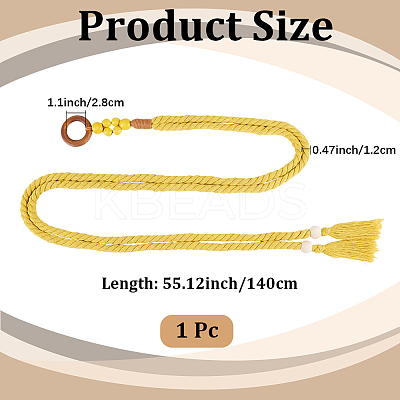 1Pc Handmade Weaving Cotton Tassel Waist Belts for Women Ladies Dress AJEW-CP0010-51A-1