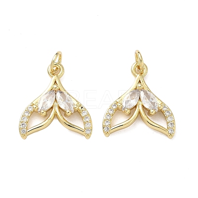 Brass Micro Pave Clear Cubic Zirconia Pendants KK-F930-08A-G-1