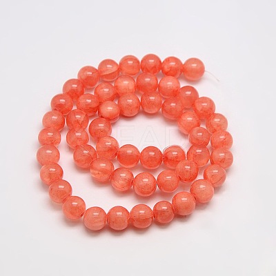 Natural Green Jade Dyed Round Beads Strands JBS053-8MM-25-1