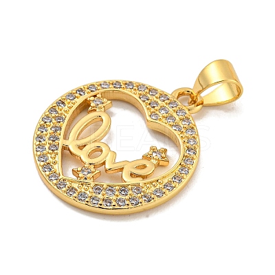 Rack Plating Brass Micro Pave Cubic Zirconia Pendants KK-B091-50E-G-1
