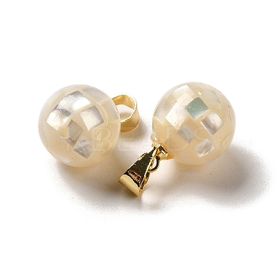 Natural White Shell Dyed Round Charms SSHEL-H071-01G-03-1