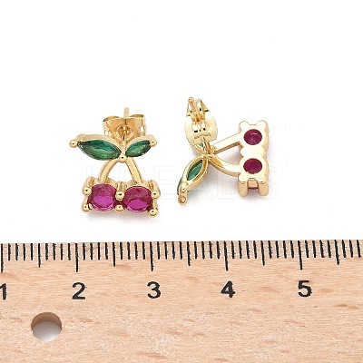 Brass Cubic Zirconia Stud Earrings LS-EJEW-Q017-02G-1