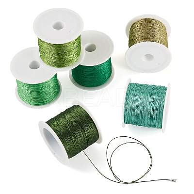 6 Rolls 6 Colors 6-Ply Polyester Metallic Thread OCOR-TA0003-11D-1