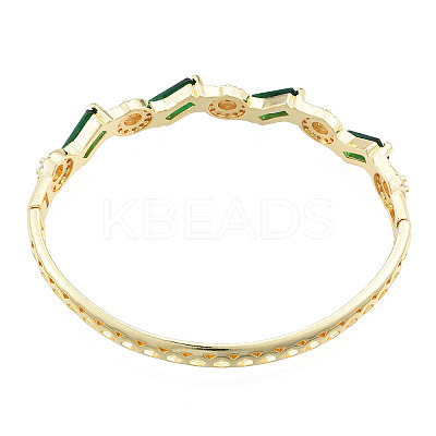 Cubic Zirconia Rectangle & Evil Eye Hinged Bangle BJEW-N012-047-1