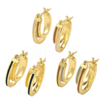 Two-layer Oval Brass Enamel Hoop Earrings EJEW-S252-03D-G-1