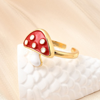 Brass Enamel Cuff Open Rings for Women RJEW-F184-10A-G-1