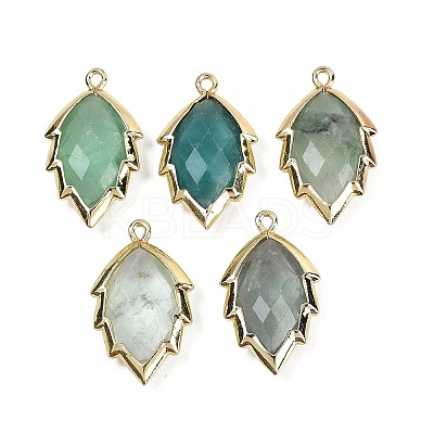 Natural Green Fluorite Faceted Leaf Pendants G-I375-04G-01-1
