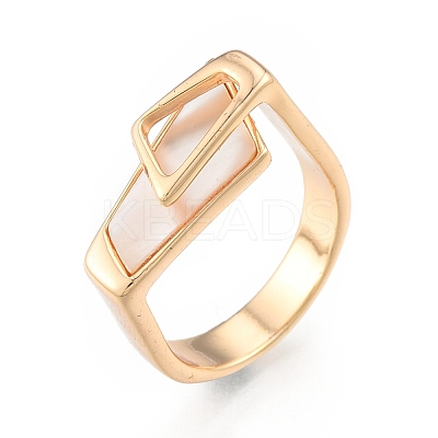 Natural Shell Trapezoid Open Cuff Ring RJEW-N039-12LG-1