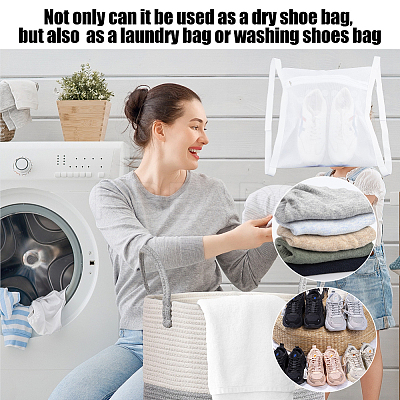 Polyester Mesh Shoe Cleaning Laundry Zipper Bags ABAG-WH0044-66B-1