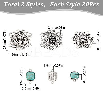 20Pcs Tibetan Style Alloy Flower Multi-Strand Links FIND-SC0003-65-1