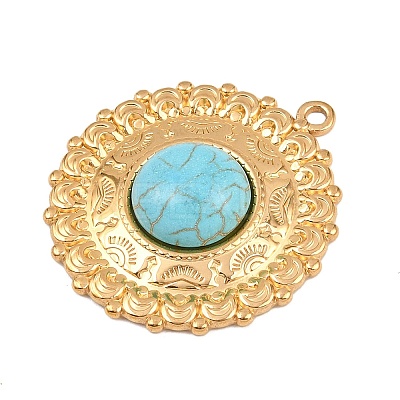 304 Stainless Steel with Synthetic Turquoise Pendants STAS-H253-01D-G-1