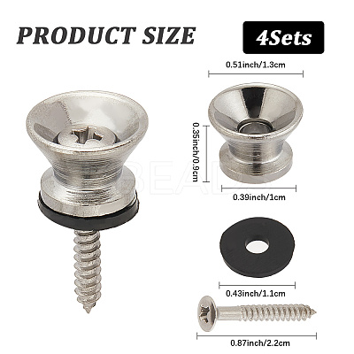 4 Sets Alloy Guitar Strap Button Tail Nails for Acoustic and Folk Instruments FIND-CN0002-19-1
