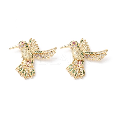 Brass Micro Pave Colorful Cubic Zirconia Pendants KK-D067-27G-RS-1