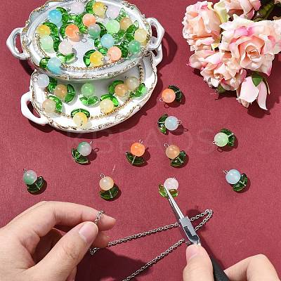 80Pcs 8 Colors Imitation Jelly Glass Beads Pendants PALLOY-CJ00082-1