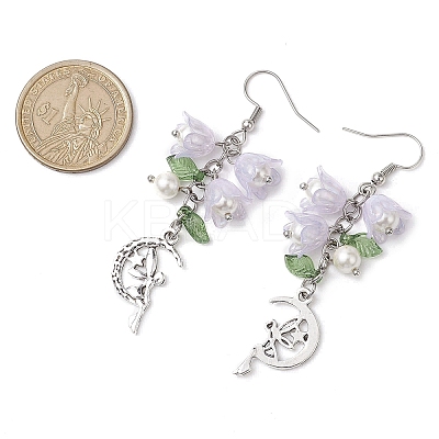 3 Pairs 3 Colors Shell Pearl Beads & Imitation Jelly Acrylic Dangle Earrings EJEW-TA00573-1