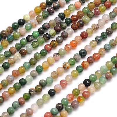 Natural Indian Agate Round Beads Strands G-N0166-23-3mm-1