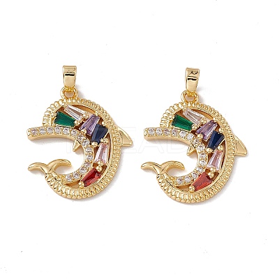 Brass Cubic Zirconia Pendants KK-B061-21G-01-1