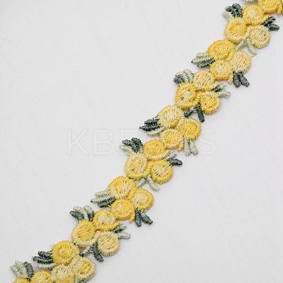 Flower Polyester Trim Ribbon X-OCOR-WH0057-18B-1