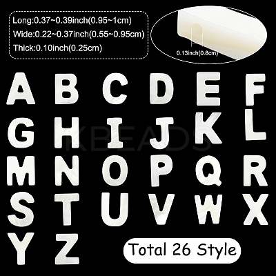 26Pcs 26 Styles Natural Freshwater Shell Letter Charms BSHE-YW0001-15-1