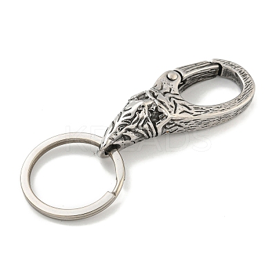 Tibetan Style 316 Surgical Stainless Steel Fittings with 304 Stainless Steel Key Ring FIND-Q101-01AS-1