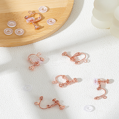 Brass Clip-on Earring Findings KK-LP0002-11RG-1