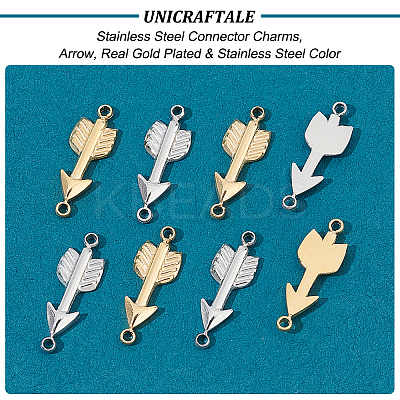 8Pcs 2 Colors 304 Stainless Steel Connector Charms STAS-UN0035-78-1