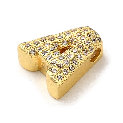 Brass Micro Pave Clear Cubic Zirconia Charms ZIRC-C009-01G-A-1