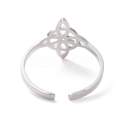 Non-Tarnish 304 Stainless Steel Sailor's Knot Open Cuff Ring RJEW-P037-03P-1
