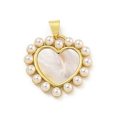 Rack Plating Brass Pave Natural Shell Pendants KK-G513-30G-1