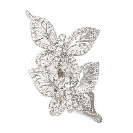 Brass Micro Pave Clear Cubic Zirconia Fold Over Clasps KK-G505-24C-P-1