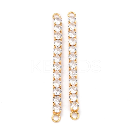 Brass Clear Round Cubic Zirconia Links Connectors ZIRC-G170-23B-G-1