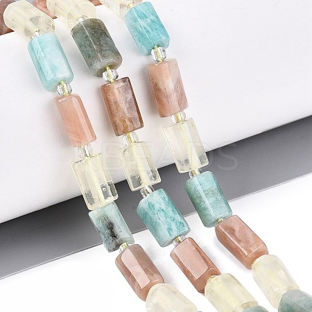 Natural Lemon Quartz & Flower Amazonite & Sunstone Beads Strands G-Q614-01A-06-1