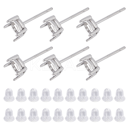 3 Pairs 925 Sterling Silver Stud Earring Findings DIY-DC0003-38-1