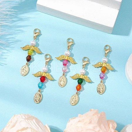 Angel Acrylic & Shell Pearls Pendant Decorations HJEW-JM02459-1