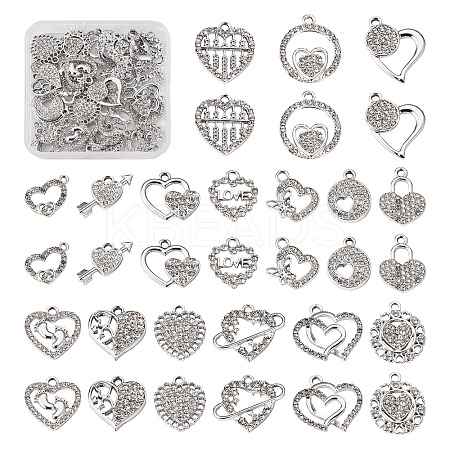 32PCS 16 Style Alloy Rhinestone Pendants ALRI-TA0001-16-1