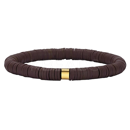 Polymer Clay Heishi Surfer Stretch Bracelet with 304 Stainless Steel Beaded BJEW-SW00112-02-1