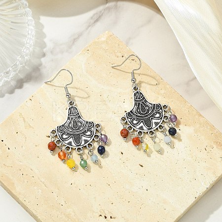 Gemstone Tassel Chandelier Earrings EJEW-JE07176-01-1