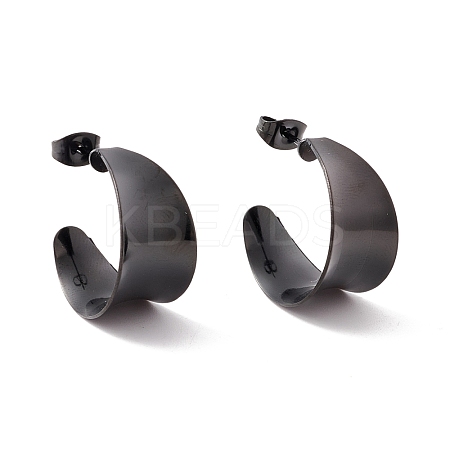 Ion Plating(IP) 304 Stainless Steel Chunky C-shape Stud Earrings EJEW-P198-09EB-1