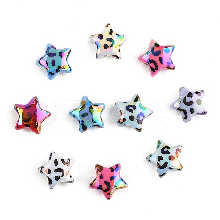 10Pcs UV Plating Opaque Rainbow Iridescent Acrylic Beads OACR-YW0005-03-1