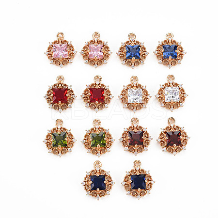 Rack Plating Brass Micro Pave Clear Cubic Zirconia Pendants X-KK-T060-61-RS-1