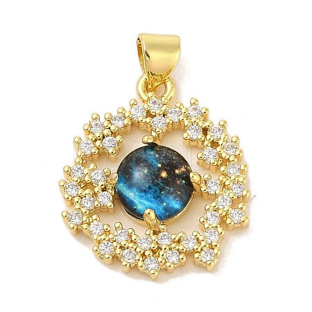 Rack Plating Brass Cubic Zirconia Enamel Pendants KK-S380-11G-1