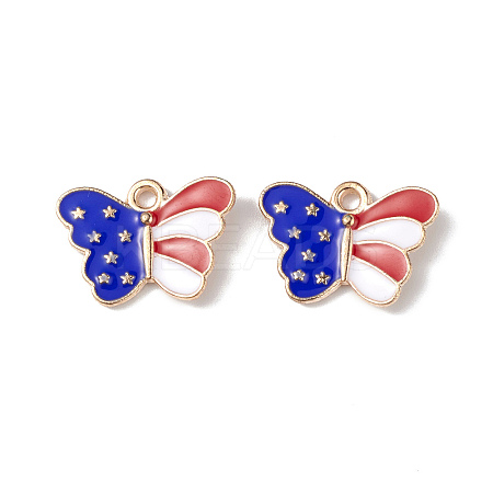 American Flag Style Alloy Enamel Pendants X-ENAM-K067-41-1