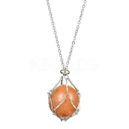 Crystal Cage Holder Necklace NJEW-JN04604-01-1