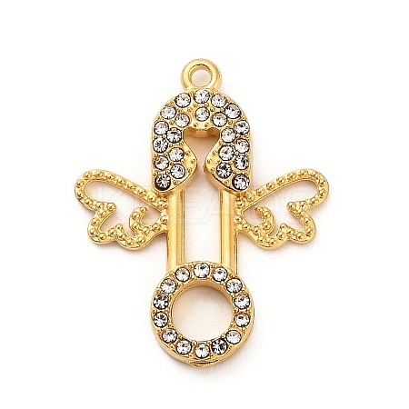 304 Stainless Steel Rhinestone Pendants STAS-P385-03B-G-1