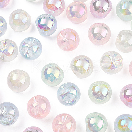 UV Plating Rainbow Iridescent Acrylic Beads OACR-P015-04B-1