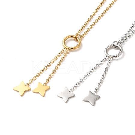 PVD Vacuum Plating 304 Stainless Steel Star Pendant Lariat Necklaces NJEW-G125-06-1