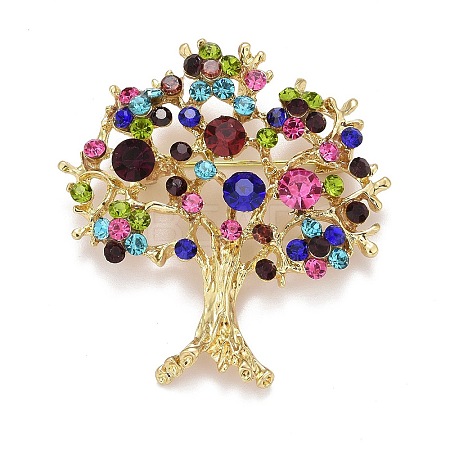 Colorful Christmas Tree Rhinestone Brooch LS-JEWB-A004-11G-1